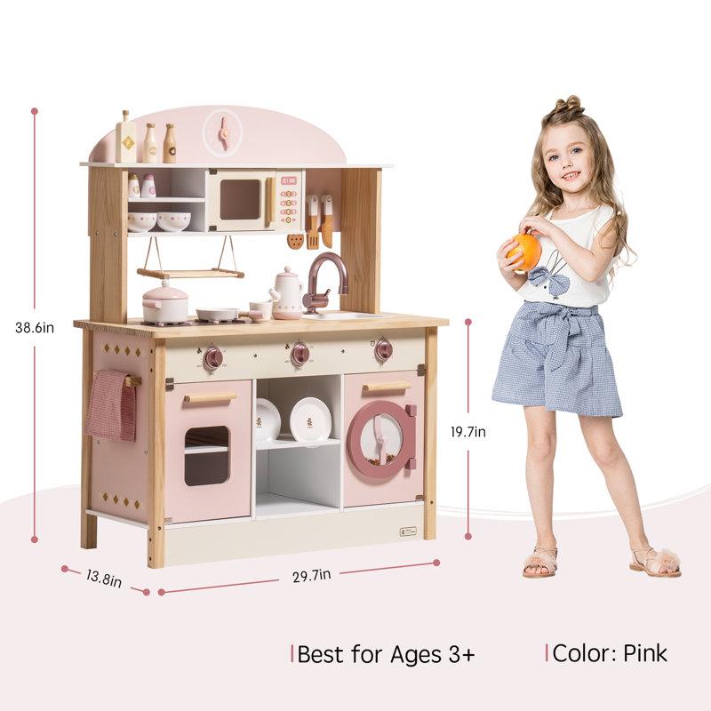 Wayfair Solid Wood Play Kitchen & Accessories Set Preschool Kitchen Set Kids Kitchen Playset