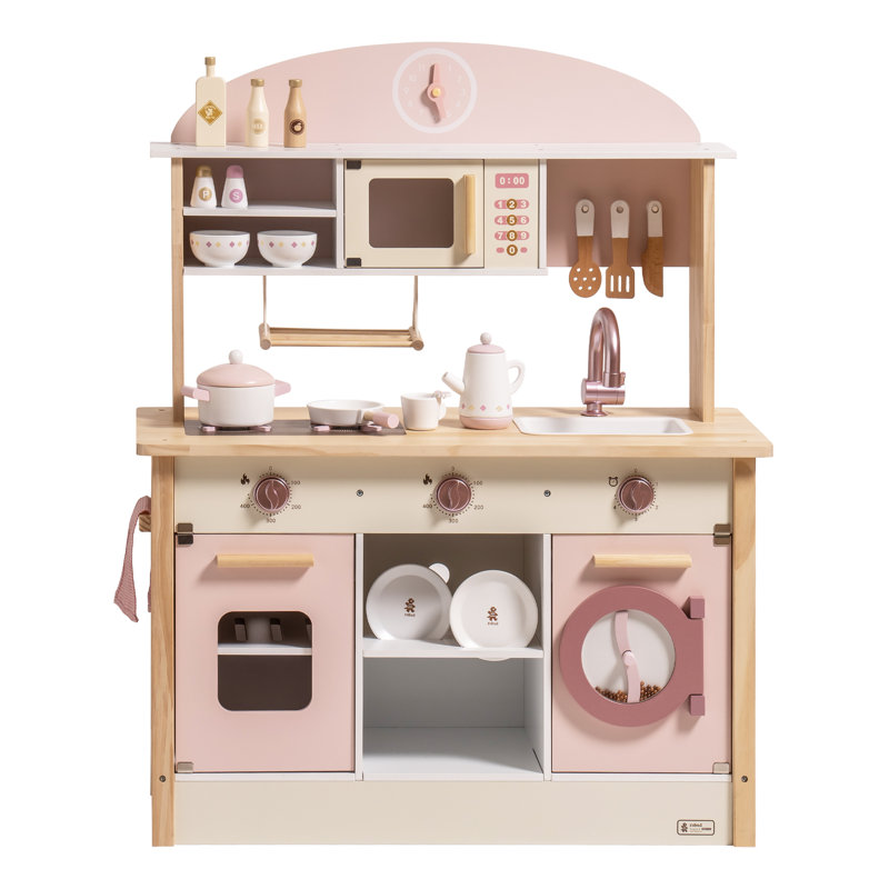 Wayfair Solid Wood Play Kitchen & Accessories Set Preschool Kitchen Set Kids Kitchen Playset