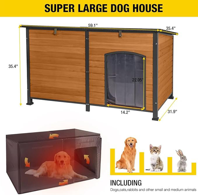 Wayfair Solid Wood Portable Insulated Igloo Style Dog House