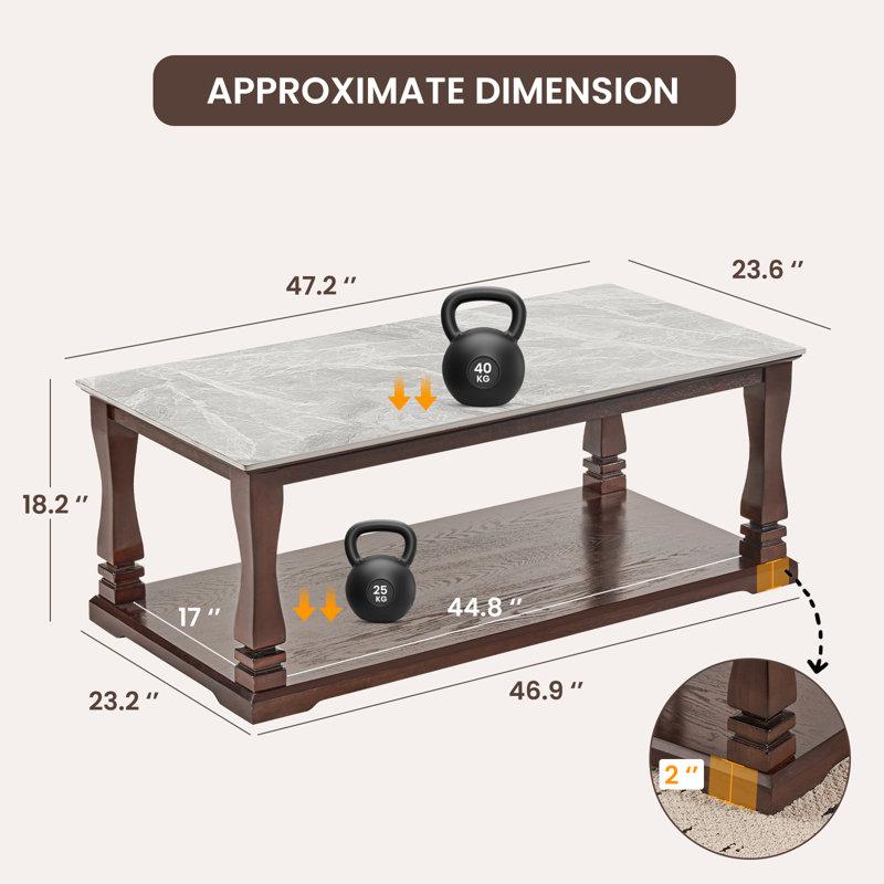 Wayfair Solid Wood Rectangular Coffee Table With Storage Shelf For Living Room