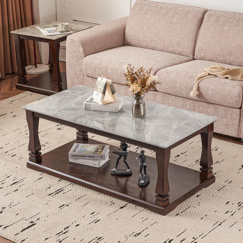 Wayfair Solid Wood Rectangular Coffee Table with Storage Shelf for Living Room