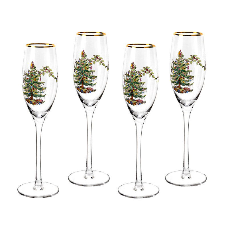 Wayfair Spode Christmas Tree Champagne Fluted Glasses (Set Of 4)