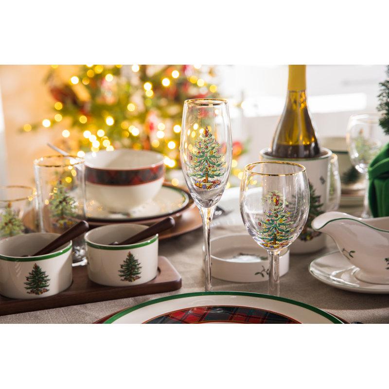 Wayfair Spode Christmas Tree Champagne Fluted Glasses (Set Of 4)