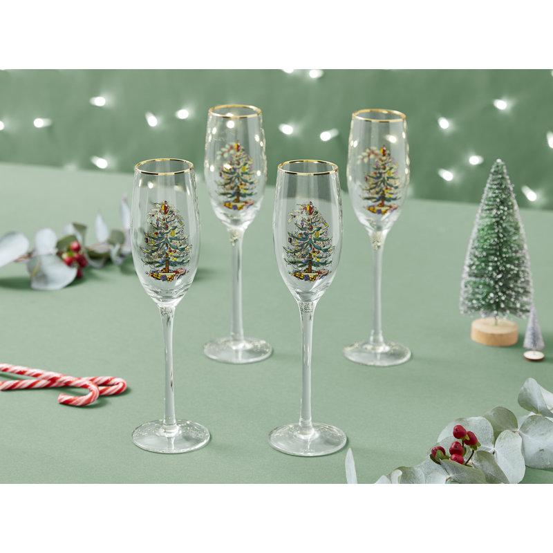 Wayfair Spode Christmas Tree Champagne Fluted Glasses (Set of 4)