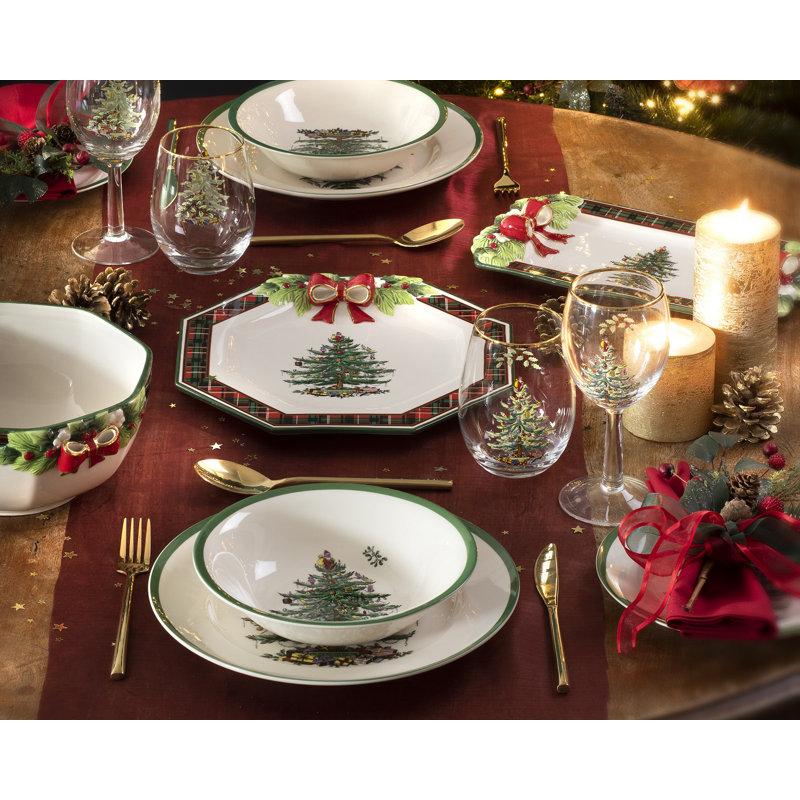 Wayfair Spode Christmas Tree Stemless Wine Glasses 19Oz (Set Of 4)