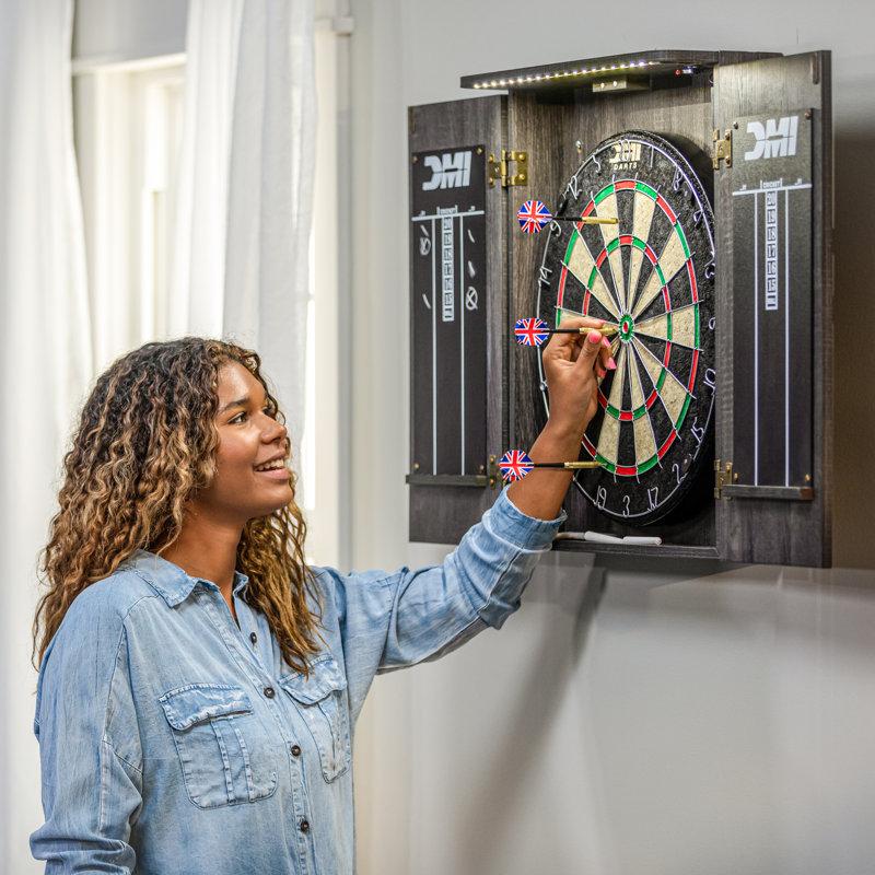 Wayfair Sports Paris LED Lighted Bristle Dartboard And Cabinet Set With Darts