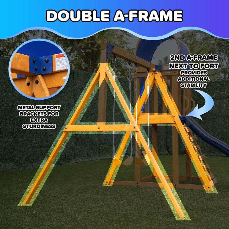 Wayfair Sportspower Sunnyslope Wooden Swing Set With Lifetime Warranty On 6' Double Wall Slide