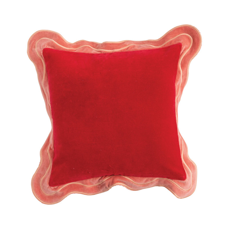 Wayfair Square Cotton Velvet Pillow With Embroidery And Scalloped Flange