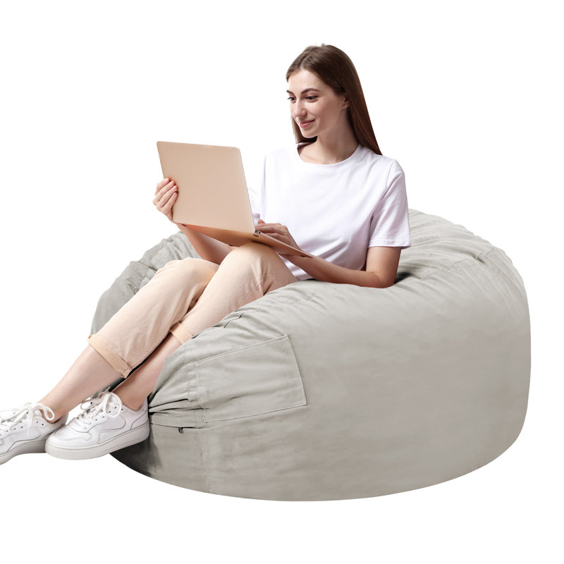 Wayfair Standard Bean Bag Chair For Adults Pre-Filled Furniture With Soft Removable Cover Comfy Kids Refillable Sofa For Living Room Bedroom Dorm