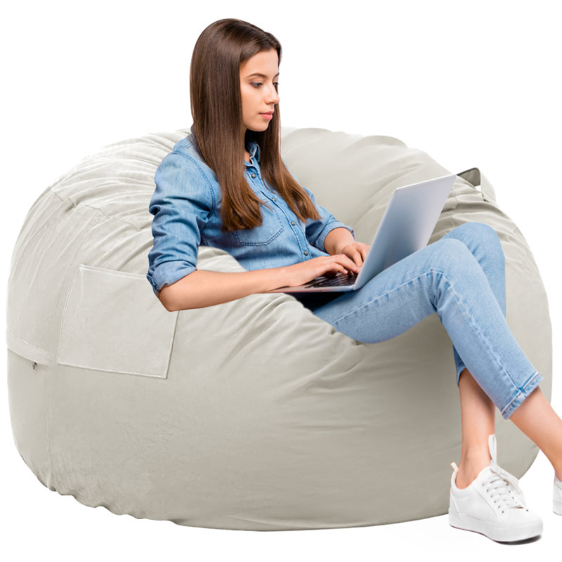 Wayfair Standard Bean Bag Chair for Adults Pre-Filled Furniture with Soft Removable Cover Comfy Kids Refillable Sofa for Living Room Bedroom Dorm