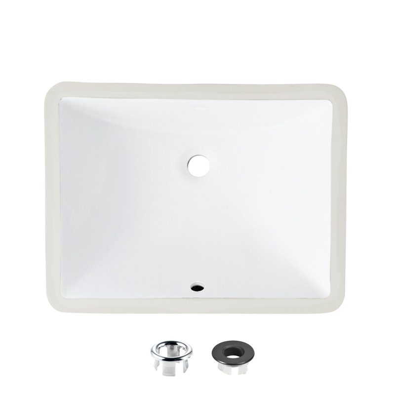 Wayfair STYLISH Horizon 20 3/4 Inch Rectangular Undermount Porcelain Bathroom Sink With 2 Overflow Finishes P-200