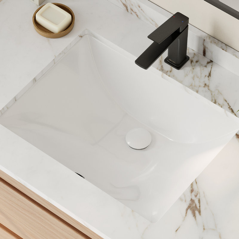 Wayfair STYLISH Horizon 20 3/4 Inch Rectangular Undermount Porcelain Bathroom Sink With 2 Overflow Finishes P-200