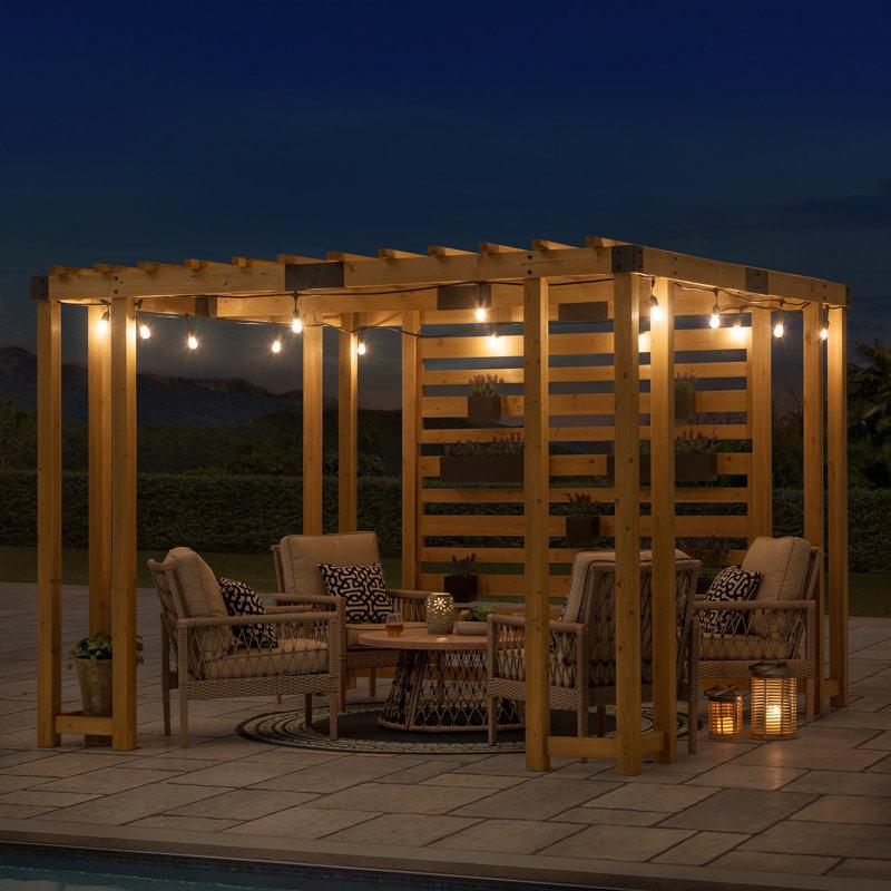 Wayfair Sunjoy 10.5 Ft. X 10 Ft. Sophia Cedar Wood Pergola With Adjustable Hanging Planters