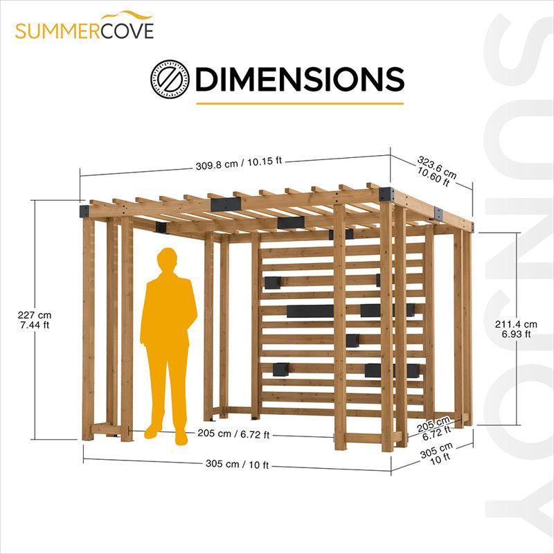 Wayfair Sunjoy 10.5 Ft. X 10 Ft. Sophia Cedar Wood Pergola With Adjustable Hanging Planters