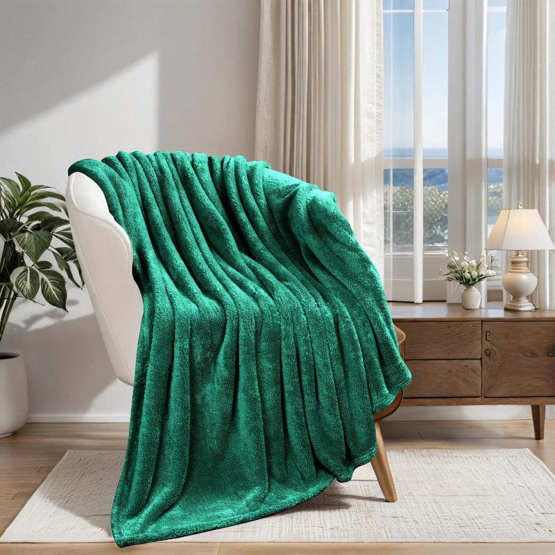 Wayfair Superior Solid Polyester Reversible All-Season Fleece Throws Blanket