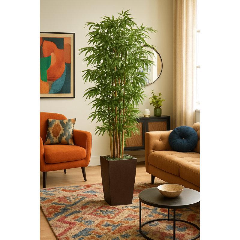 Wayfair Tall High End Realistic Silk Floor Bamboo Tree In Planter