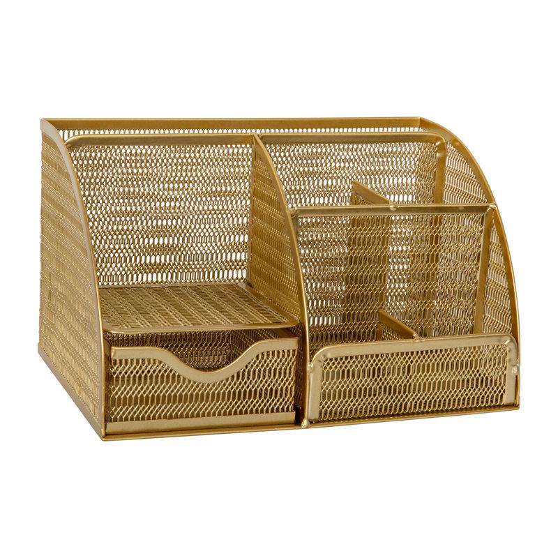 Wayfair Thomas Martha Stewart Premium Mesh Metal Desktop Storage Organizer With Drawer