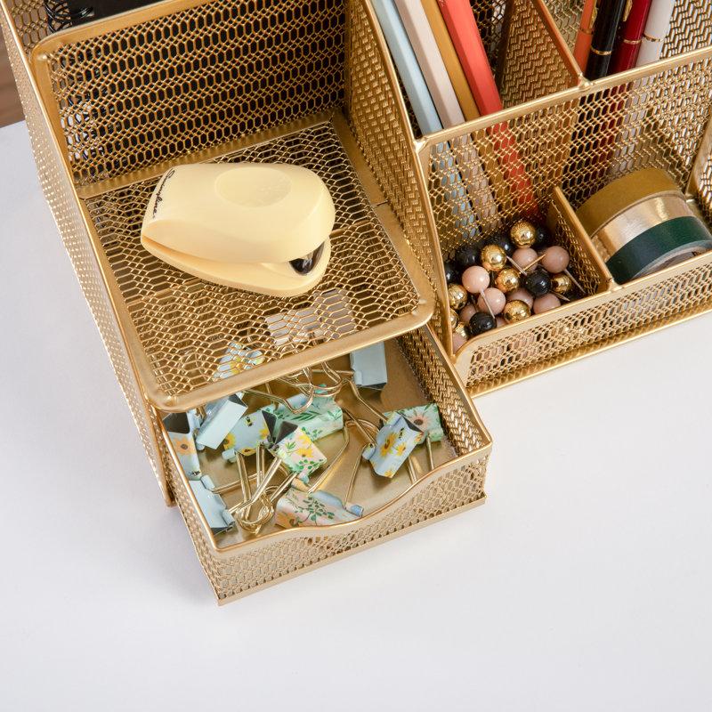 Wayfair Thomas Martha Stewart Premium Mesh Metal Desktop Storage Organizer With Drawer