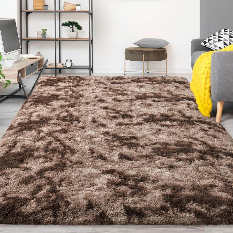 Wayfair Tie-Dyed Coffee Washable Shaggy Large Area Rugs For Living Room