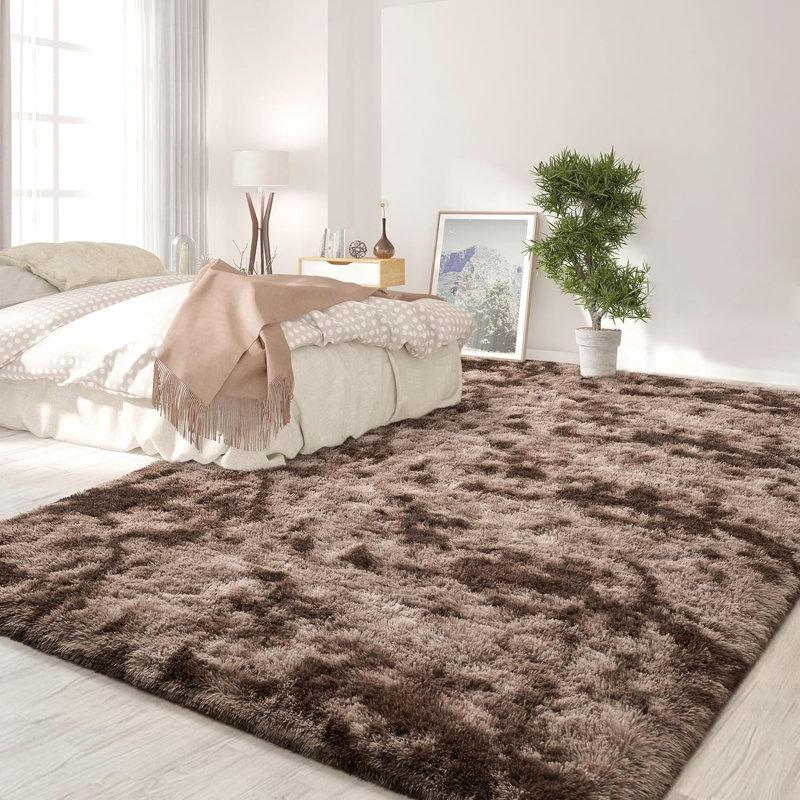 Wayfair Tie-Dyed Coffee Washable Shaggy Large Area Rugs For Living Room