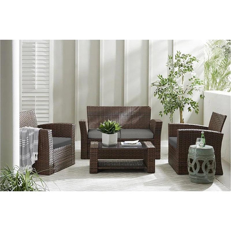 Wayfair Tisdale Wicker/Rattan 4 - Person Seating Group With Cushions