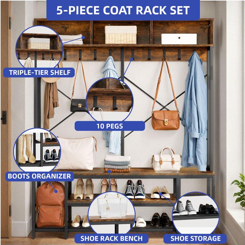 Wayfair Tollison Hall Tree 59'' Wide With Bench And Shoe Storage For Living Room Entryway