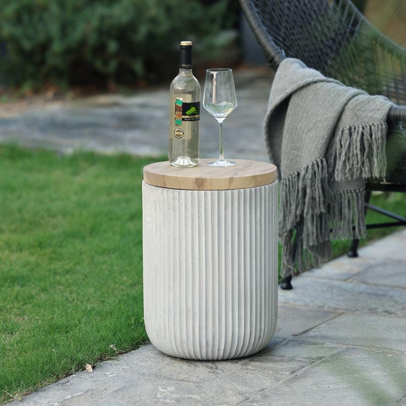 Wayfair Tommen Cement Outdoor Side End Table with Storage Outdoor Accent Table Housewarming Gifts