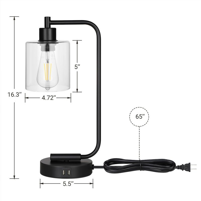Wayfair Touch Control Table Lamp Set With USB (Set Of 2)