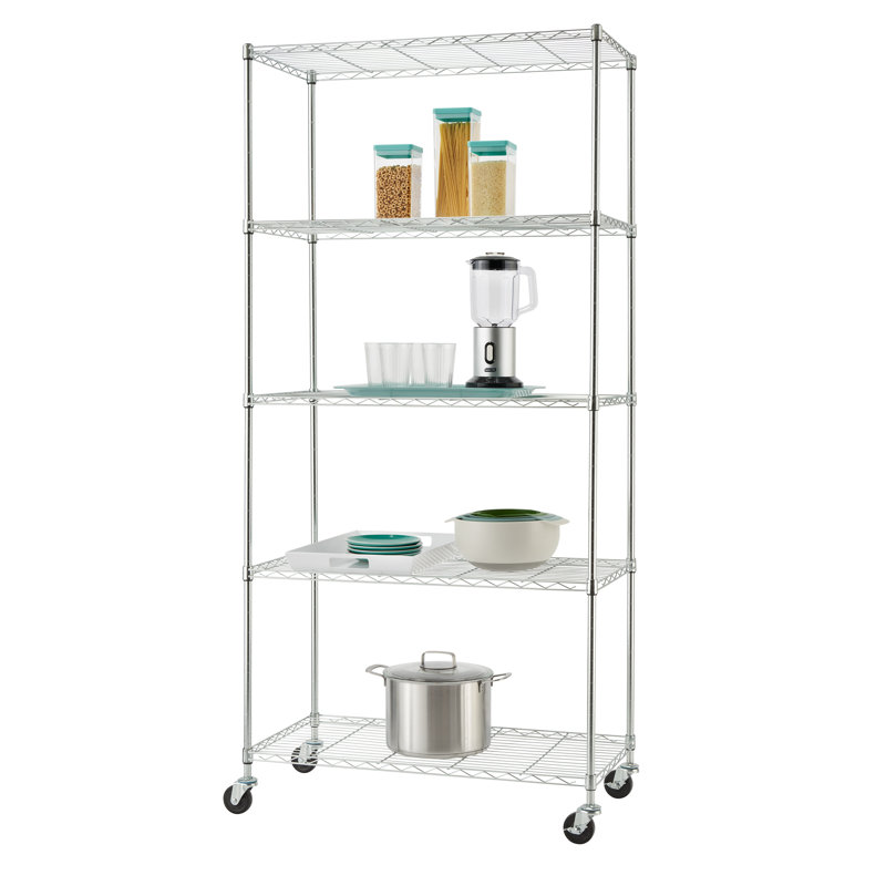Wayfair TRINITY EcoStorage 5-Tier NSF Steel Wire Shelving Unit W/ Wheels (36 In. W X 18 In. D)