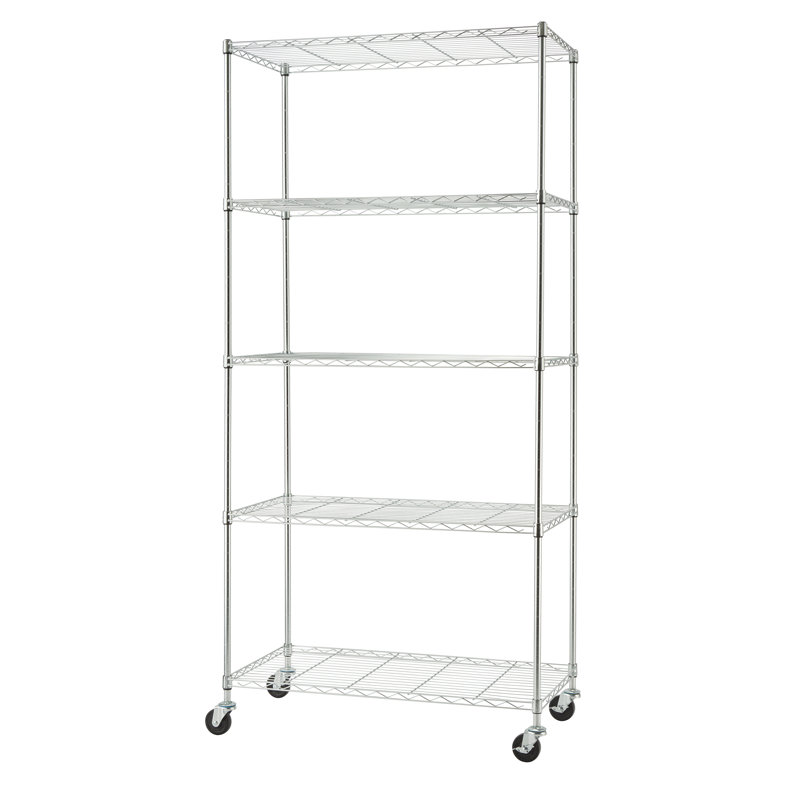 Wayfair TRINITY EcoStorage 5-Tier NSF Steel Wire Shelving Unit w/ Wheels (36 in. W x 18 in. D)