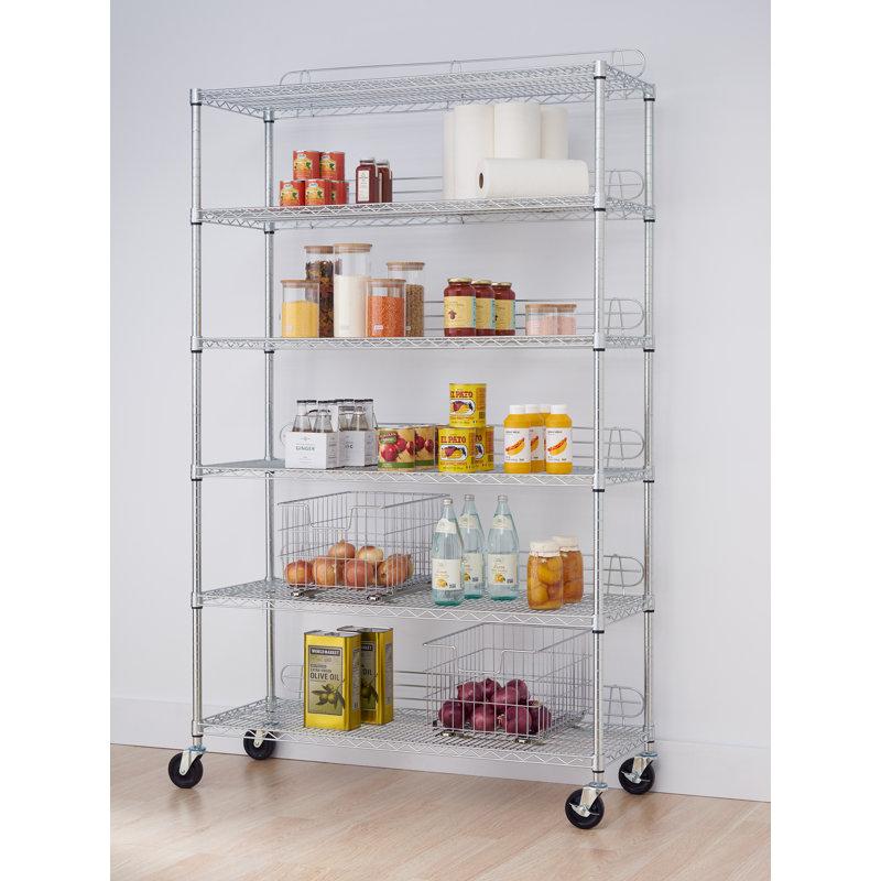 Wayfair TRINITY EcoStorage 6-Tier NSF Wire Shelving Unit W/ Backstands And Wheels (48 In. W X 18 In. D)