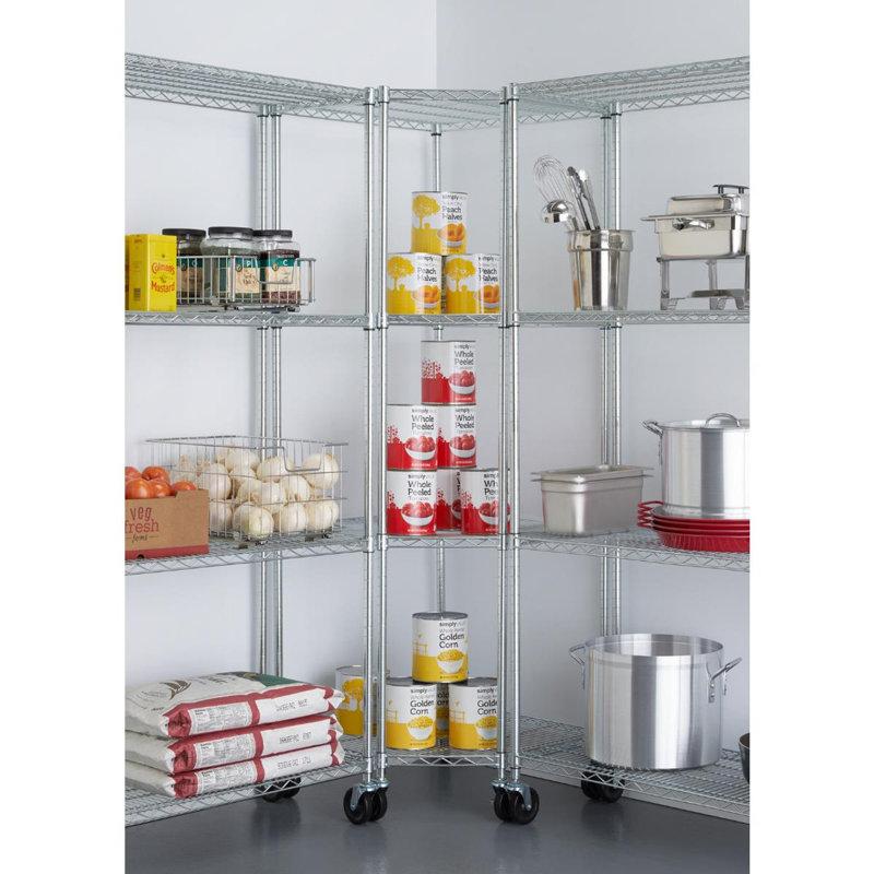 Wayfair TRINITY EcoStorage Chrome 4-Tier NSF Corner Steel Wire Shelving Unit w/ Wheels(27 in. W x 18 in. D)