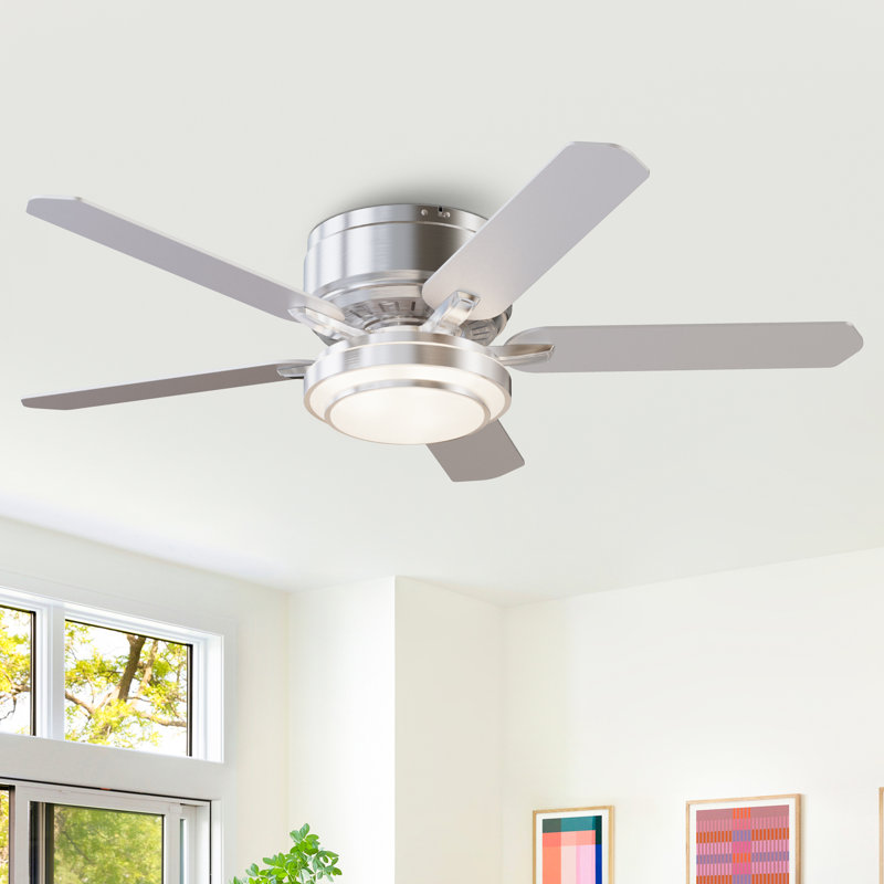 Wayfair Vaczon 52" Flush Mount Smart Ceiling Fan With Dimmable 3CCT LED Lights Double-Sided Wood Blades 6-Speed Reversible DC Motor Timer Remote & App Control