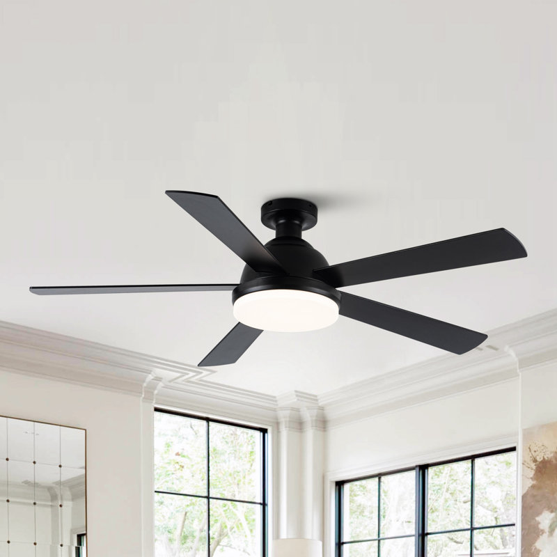 Wayfair Vaczon 52" Modern Smart Dimmable 3CCT LED Ceiling Fan 6-Speed Flush Mount Indoor/Outdoor Fan With Double-Sided Wood Blades Timer Remote And APP Control