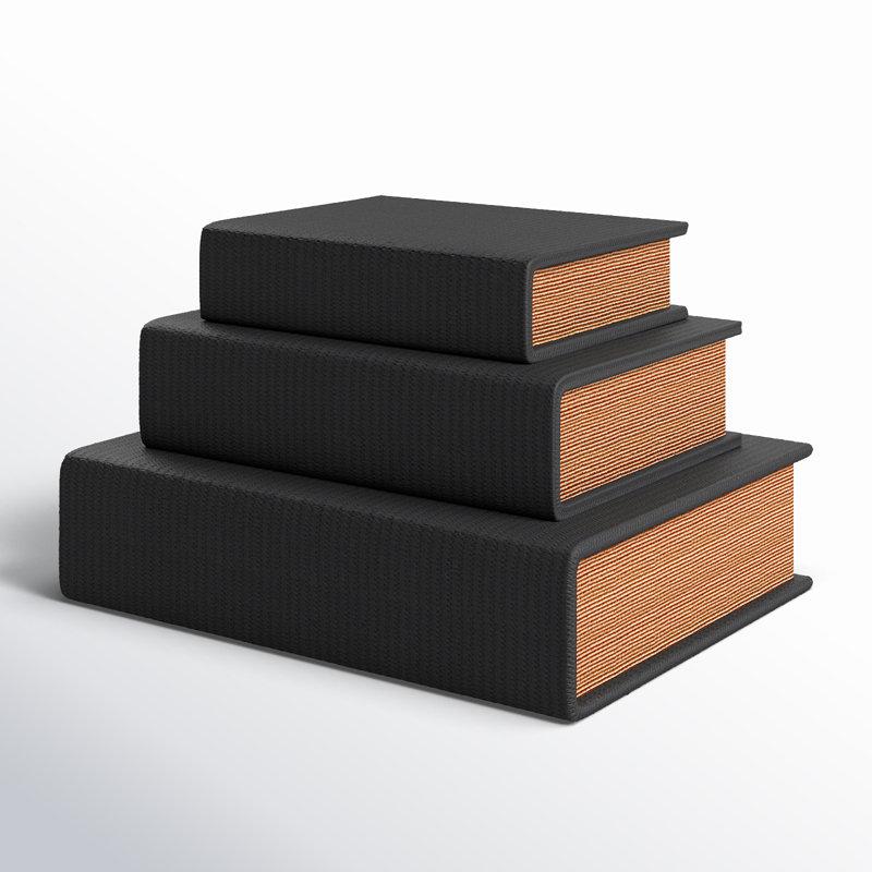 Wayfair Vanora Faux Leather Book Shaped Decorative Box (Set Of 3)