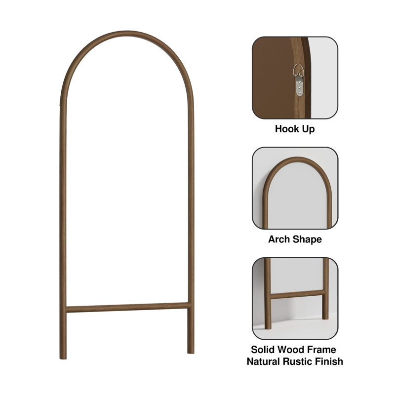 Wayfair Vasilij Solid Arch Wood Dowel Floor Mirror Wall Mirror