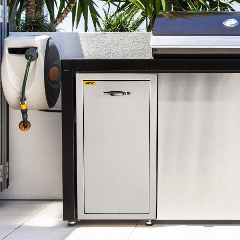 Wayfair VEVOR 13.4"W X 26"H X 19.6"D Stainless Pull Out Trash Drawer Outdoor Kitchen Bin With Pull Out Tray