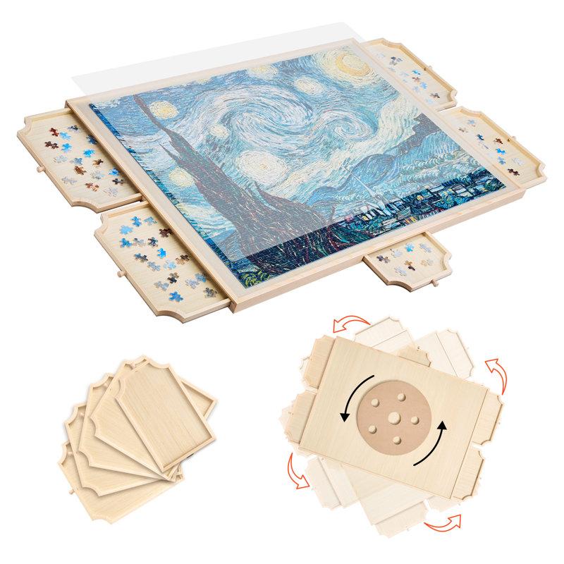 Wayfair VEVOR 1500 Piece Rotating Puzzle Board With 5 Drawers And Cover