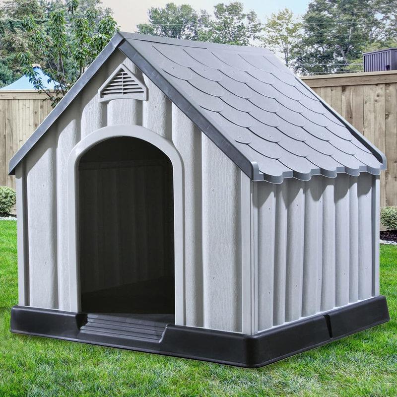 Wayfair vidaXL Dog House Gray Plastic Large Durable Dog House Rectangular