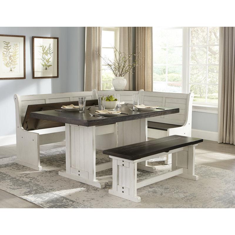 Wayfair Villepinte 4 - Piece Solid Wood Breakfast Nook Dining Set