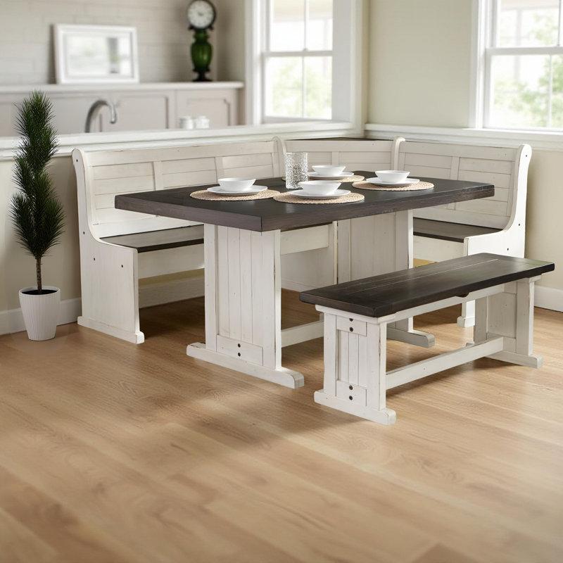 Wayfair Villepinte 4 - Piece Solid Wood Breakfast Nook Dining Set