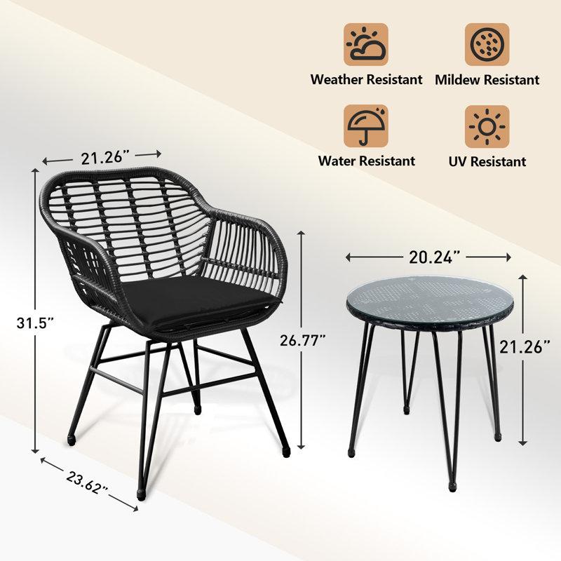 Wayfair Virgie 2 - Person Patio Conversation Sets With Cushions