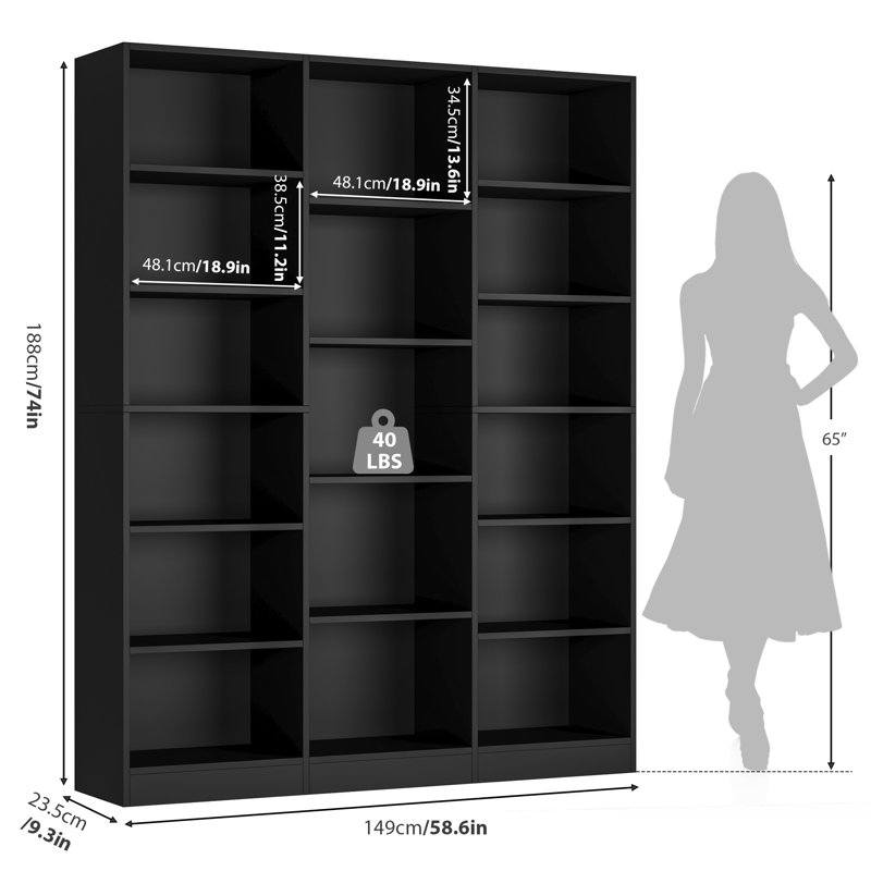 Wayfair Wakil 74"H X 59"W 6-Tier Large Wood Storage Bookcase
