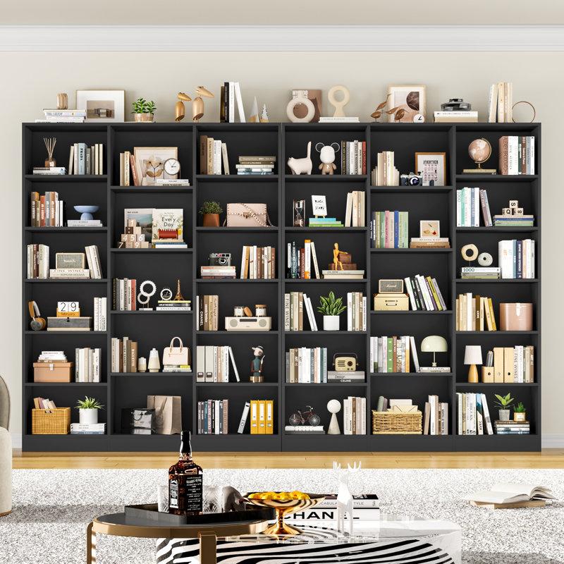 Wayfair Wakil 74"H X 59"W 6-Tier Large Wood Storage Bookcase