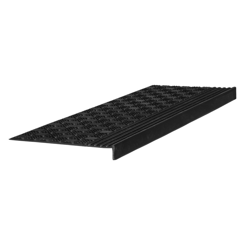 Wayfair Waterproof Low Profile Non-Slip Indoor/Outdoor Black Rubber Stair Treads 10 In. X 26.5 In. (Set Of 5)