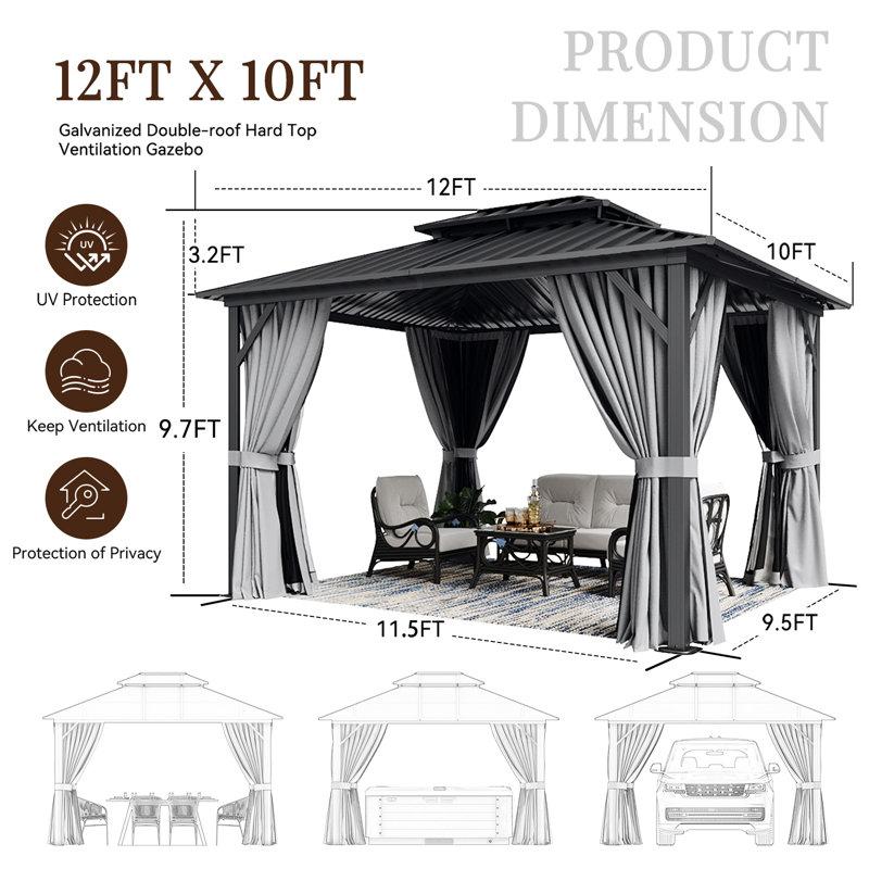 Wayfair 12 Ft. W X 10 Ft. D Aluminum Patio Gazebo