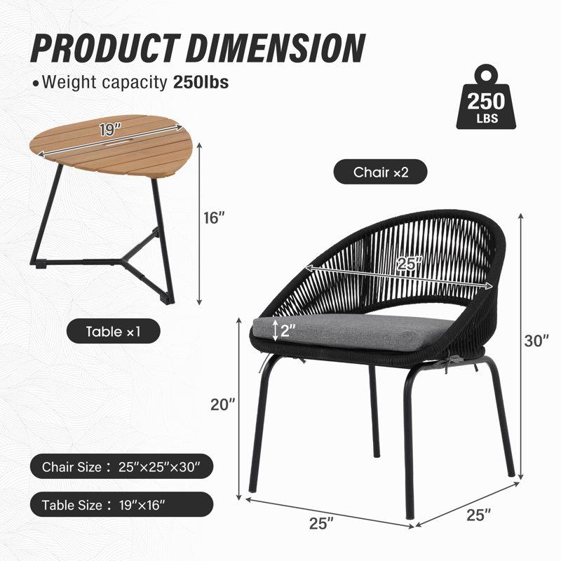 Wayfair 3 Pieces Outdoor Conversation Sets