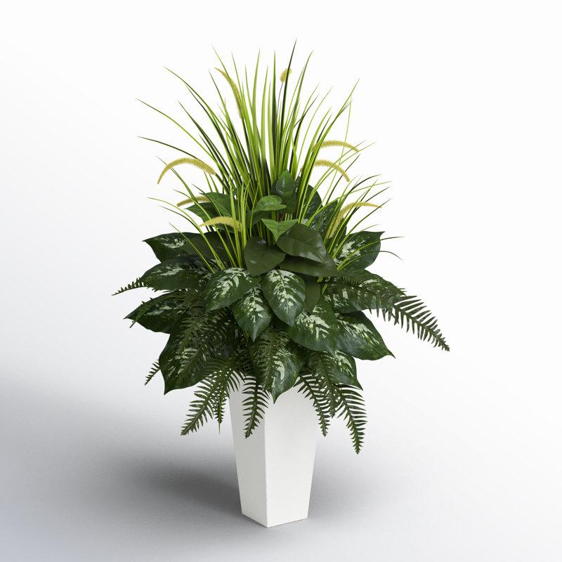 Wayfair 48'' Faux Fern Plant In Ceramic Planter
