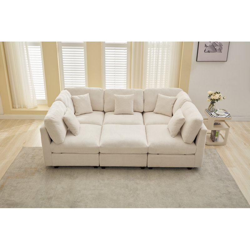 Wayfair 6-piece Corduroy Sleeper Sectional