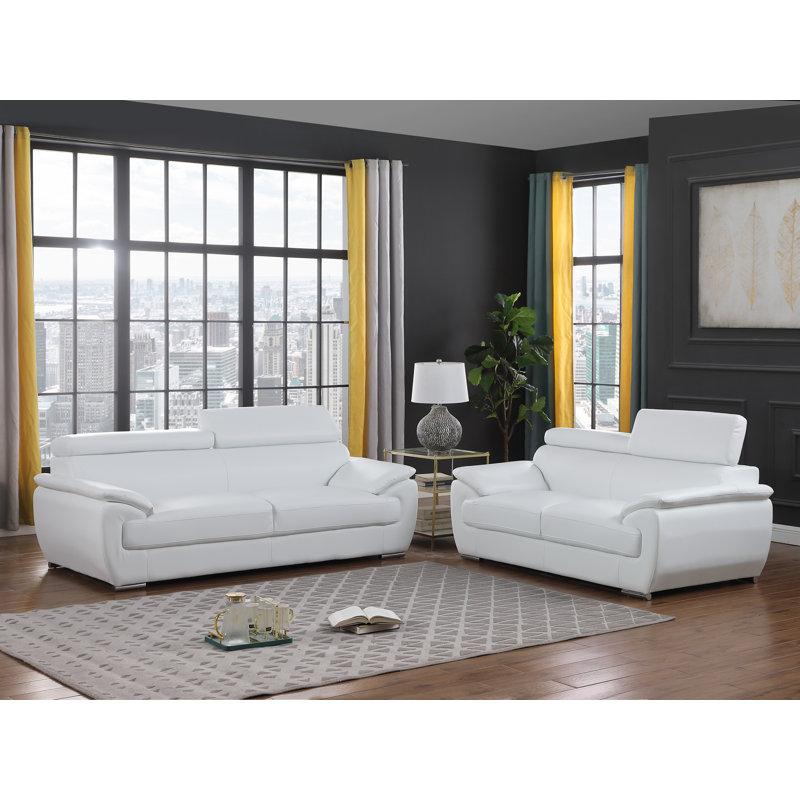 Wayfair Aieshia Genuine Leather Sofa & Loveseat Set